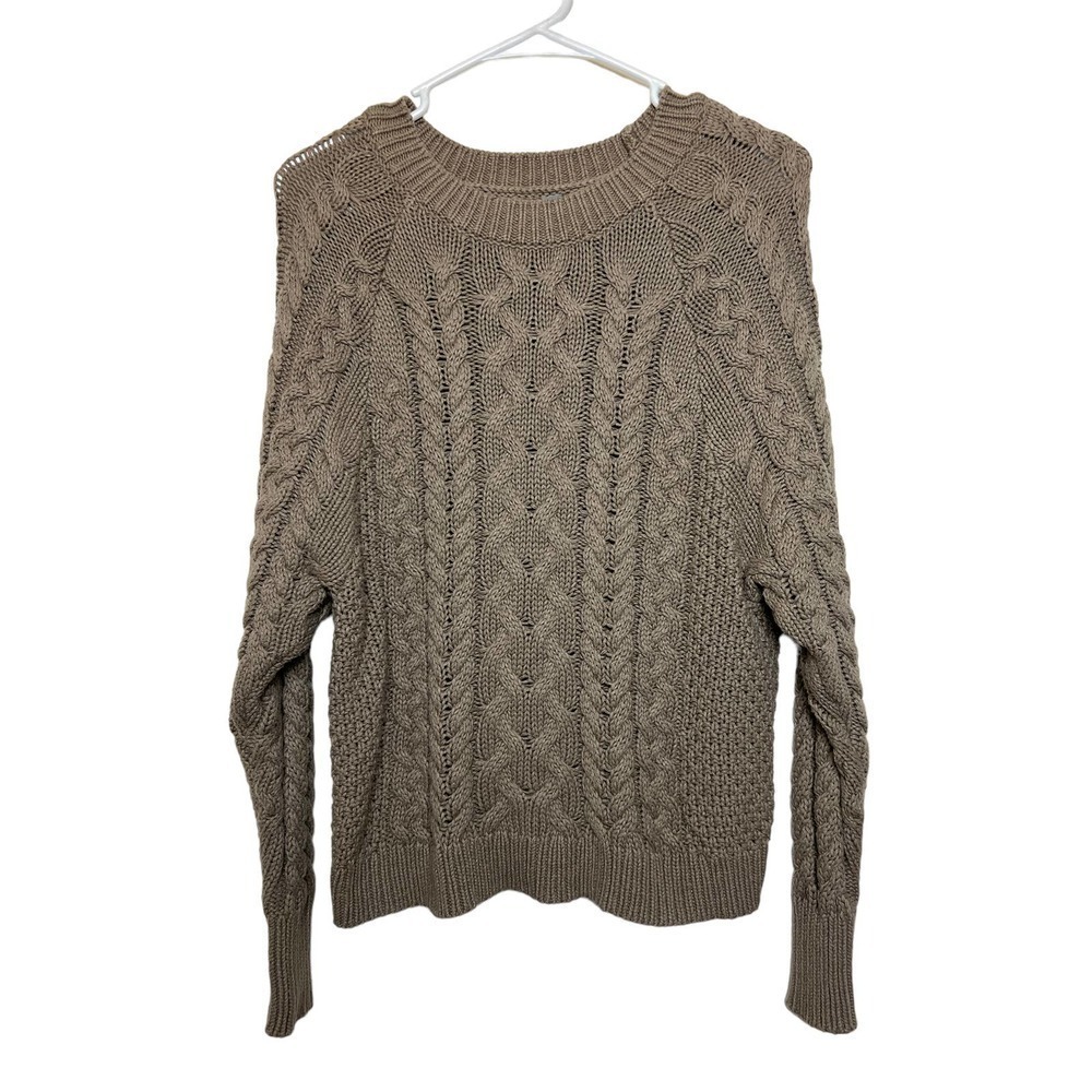 Aerie American Eagle Mocha Brown Taupe Cable Knit Sweater XXS